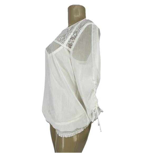 NEW ALYX Small Women Pullover 2in1 Blouse Top Gathered 3/4 Sleeve S021 - Picture 2 of 9